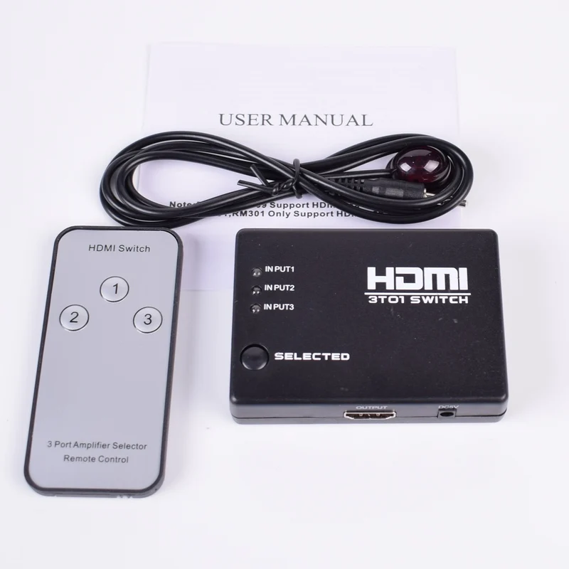 HDMI splitter с пультом дистанционного управления Мощность питания 3 способа порт вход