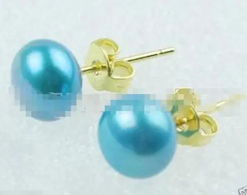 

7-8 MM GENUINE NATURAL BLEU FRESH WATER PEARL GP EARRINGS