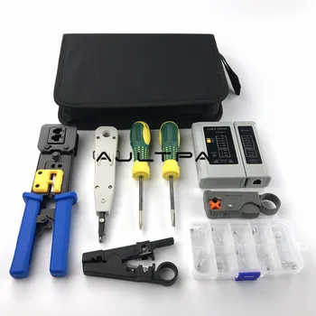 Price 5Set 9pcs/set Computer Network Repair Tool Cable Tester Wire Cutter Screwdriver Pliers Crimping Maintenance Tool Bag