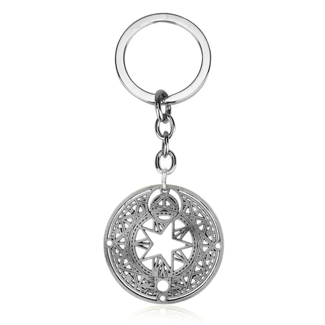 Anime Jewelry Card Captor Sakura Kinomoto Star Wand Key Keychain Fashion Creative Trinket Key Chains Bags Keyring E retro silver