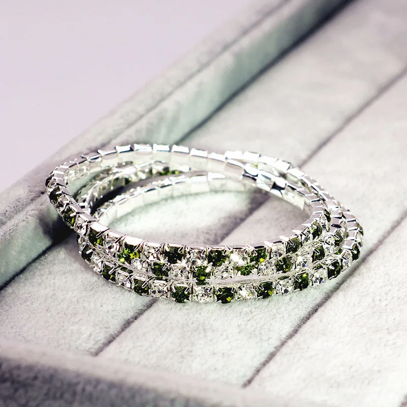 

Single Rows Crystal Bridal Wedding Bracelet Peridot Green Copper Alloy Bracelet