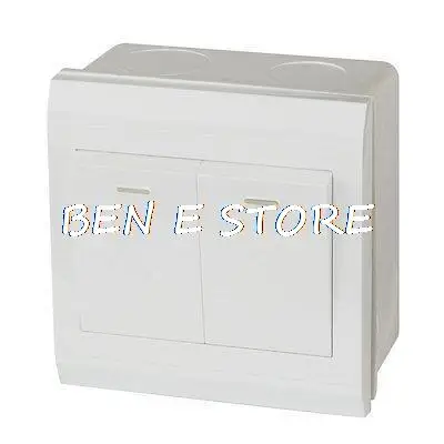 250VAC 10A White Cover Square SPDT Two Gang Button Wall Plate Switch |