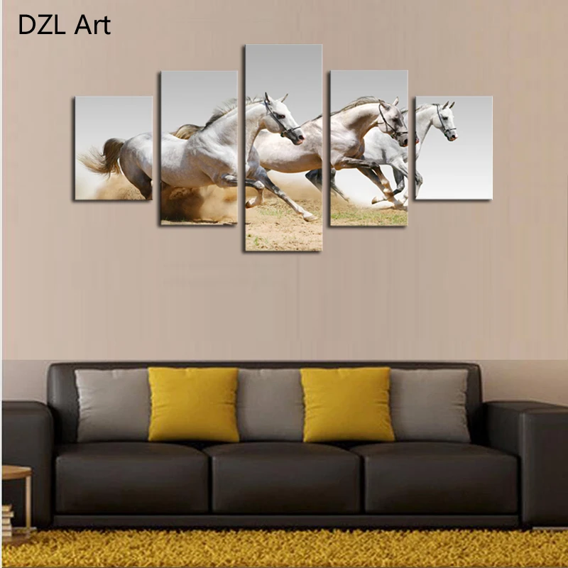 

5 Panels(No Frame) horse Picture Wall Decor Print on Canvas Oil Painting Canvas Painting for Christmas Gift