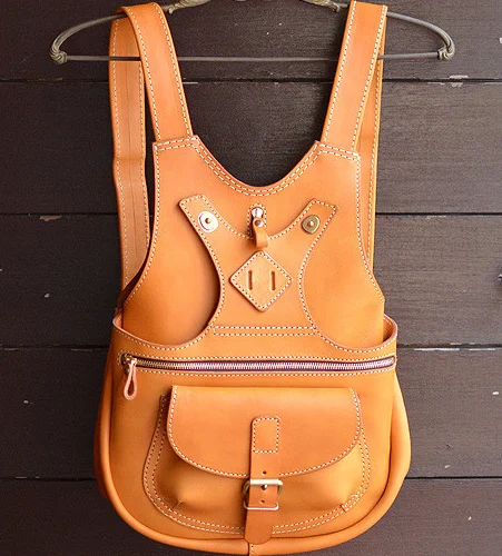 

Handmade leather bag leather paper lattice pattern drawing paper, BDQ-12 Backpack