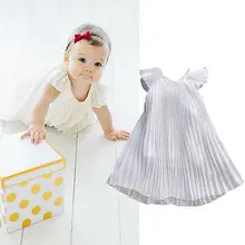 Cute Baby Girls Summer Dress Ruffles Sold Chiffon Princess Party Pageant Fold Dress Sundress 1-6Y
