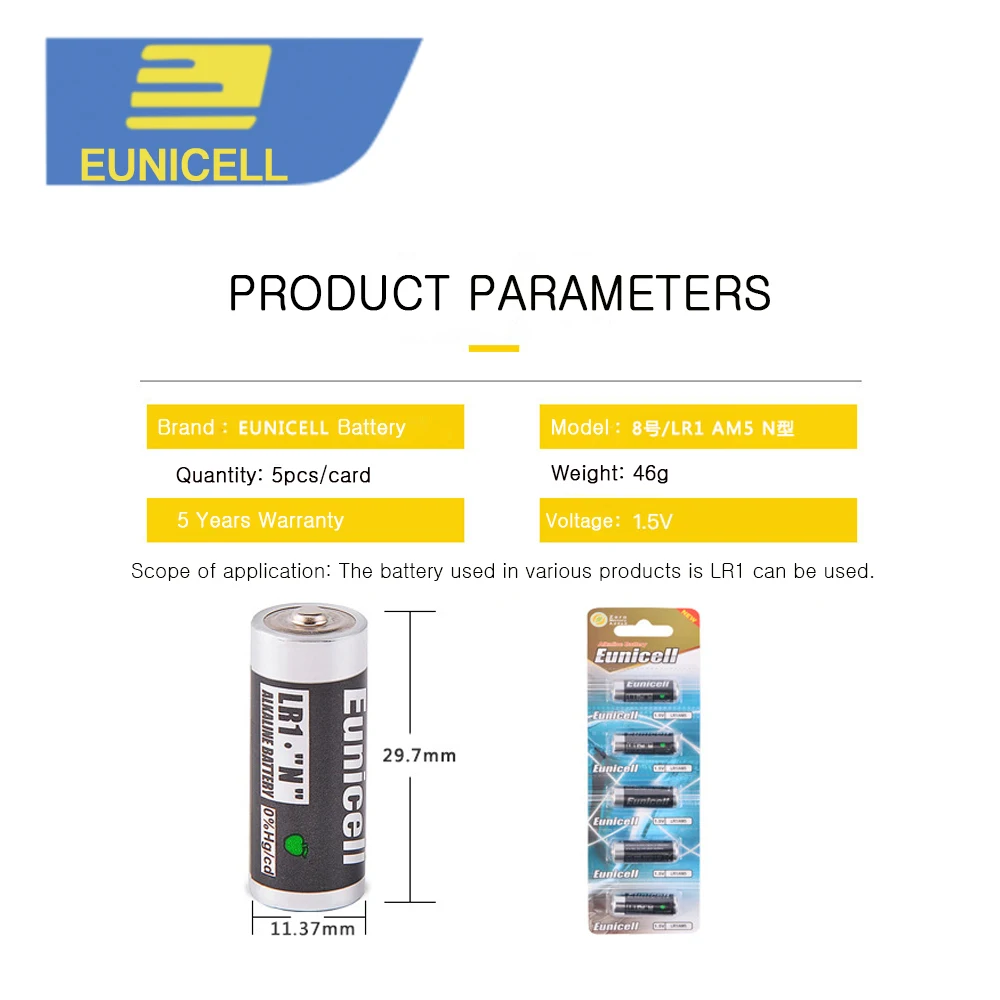 5 шт. батарейки размера N LR1 AM5 E90 AM5 MN9100 1,5 В щелочные батареи первичные и сухие батареи для динамиков Bluetooth плееров