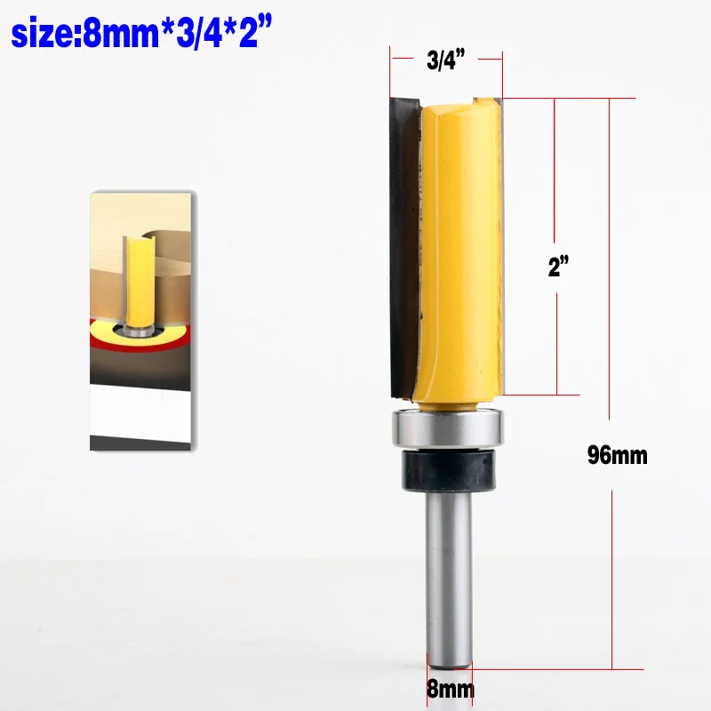 1 шт. 8 мм хвостовик шаблон отделка петля долбежные фрезы прямой концевой фрезы триммер Чистка заподлицо обрезки шипы для деревообработки - Длина режущей кромки: 508mm