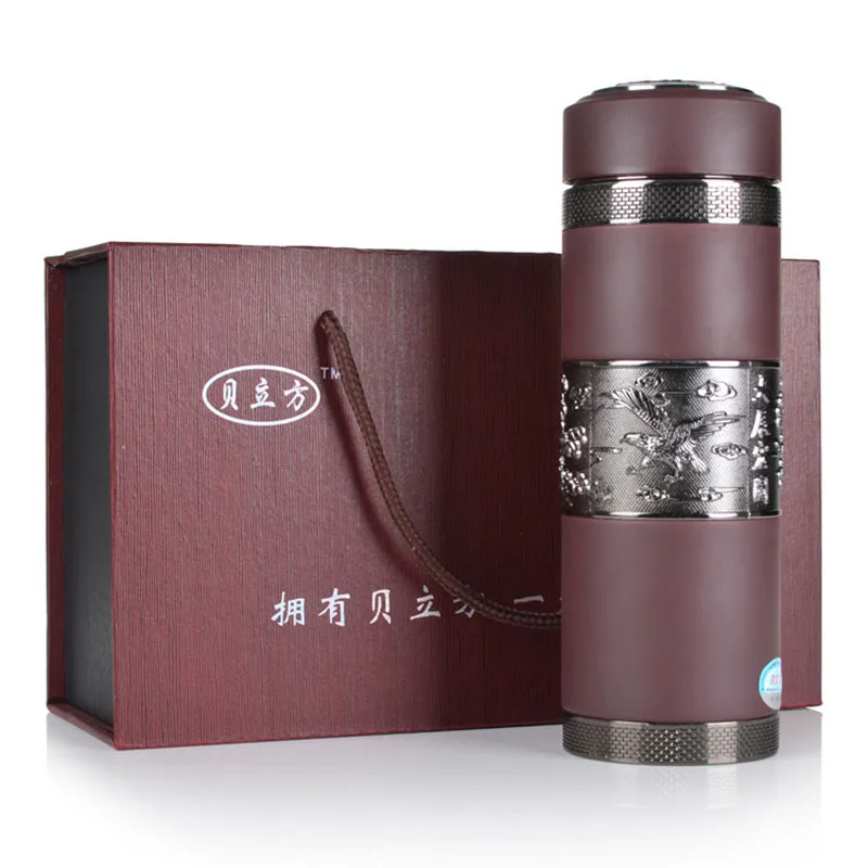 Chinese Drinkware Vacuum Flask Thermos Bottle Yixing Purple Clay Liner