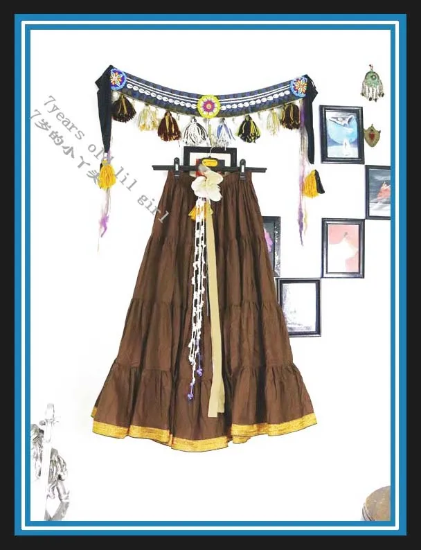 4tiered 18yards100%cotton tribal belly dance skirt with border EI54