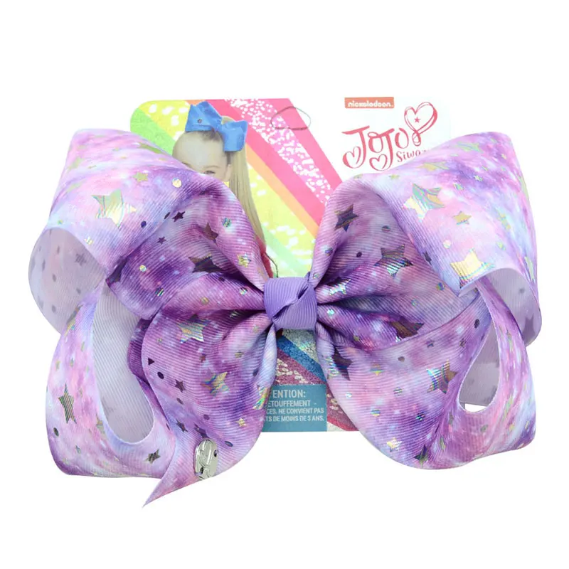 

8" JoJo Bows With Clip Print Grosgrain Ribbon Large Hair Bows Hairgrips Kids Hair Clips For Girls Hair Accessoires