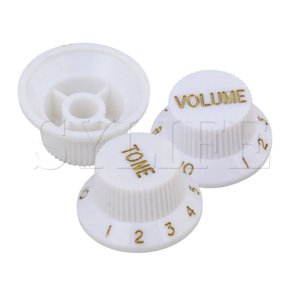 

White PKG3 VOLUME TONE CONTROL KNOBS FOR Electric GUITAR
