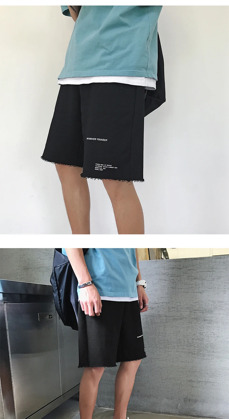 Мужские шорты Лето 2019 новые корейские модные повседневные шаровары мужские шорты Свободные повседневные однотонные уличные шорты в стиле