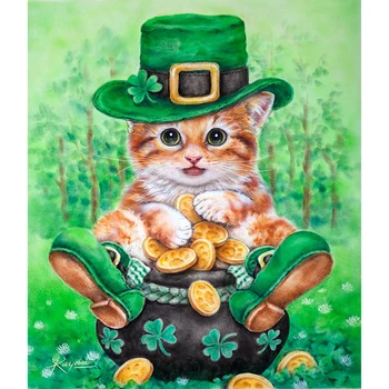 

Full Square/round Diamond 5D DIY Diamond Painting A Cat in a Hat Embroidery Cross Stitch Rhinestone Mosaic Home Decor