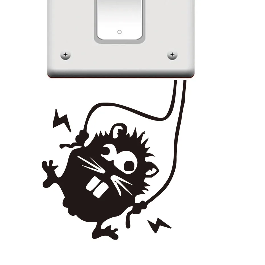 

High Voltage Hamster Decal Switch Sticker For Kids Room Wall Switches Electrical Sockets Black Wallpaper Stickers Wall Decor