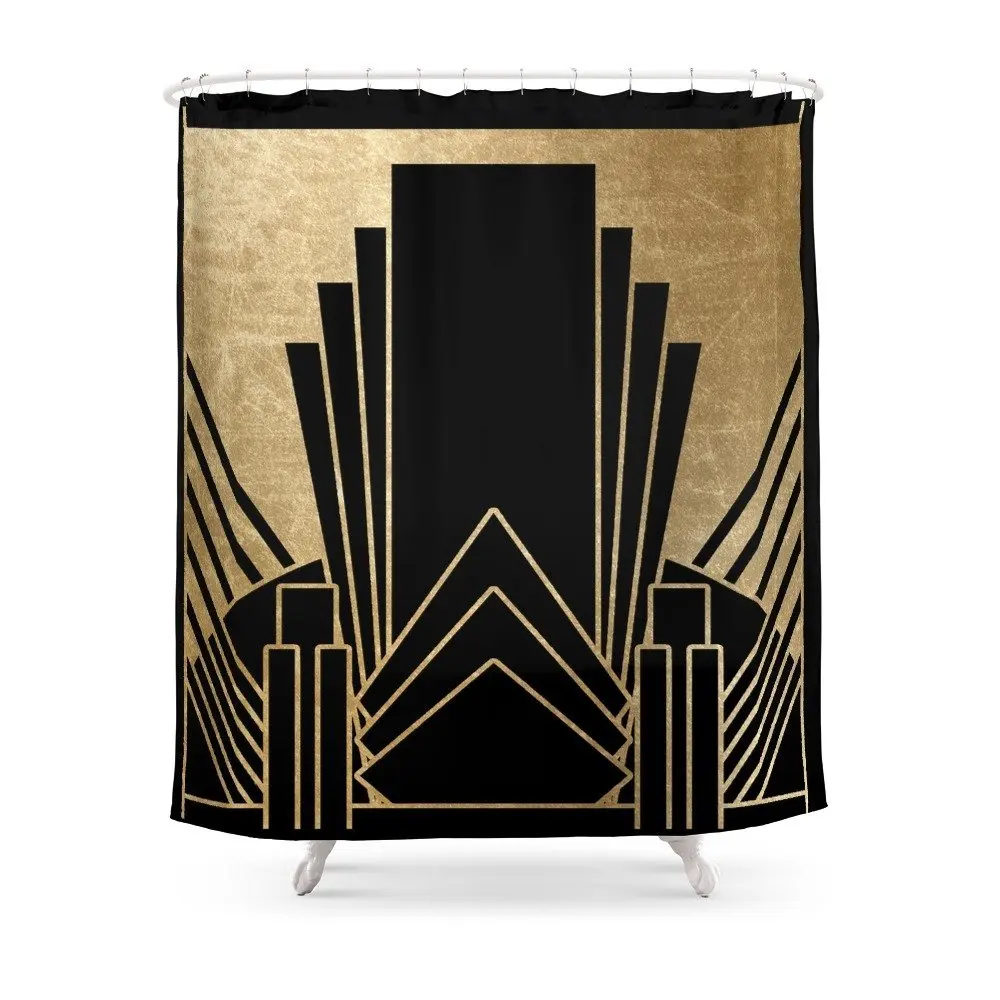 

Art Deco Design Shower Curtain Polyester Fabric Bathroom Home Decoration Waterproof Print Shower Curtains with Hooks