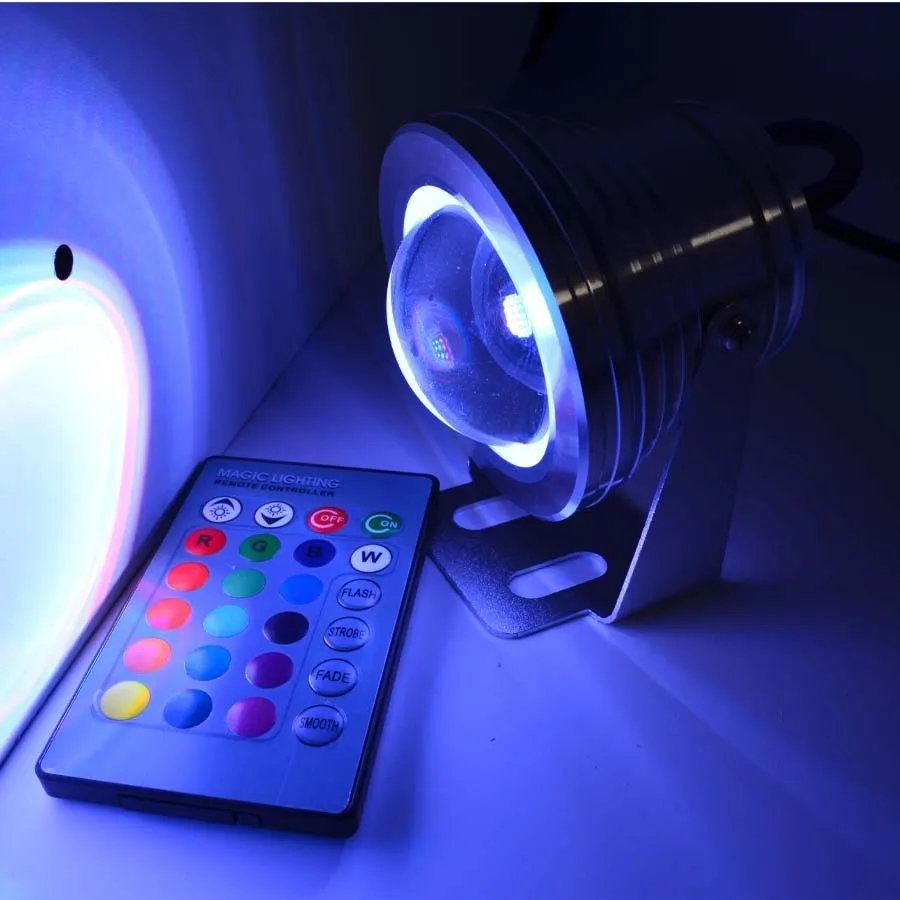 submersible pool lights High Quality Waterproof 10W RGB LED DC 12V Outdoor 16 Color Changing Flood Spot light Lamp Garden swimming pool lights underwater