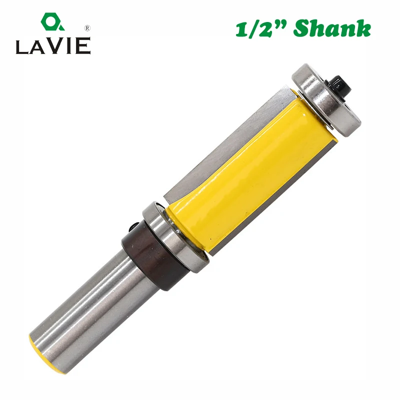 LAVIE 1pc 12mm 1/2 Shank Top & Bottom Bearing Flush Trim Pattern Router Bit Milling Cutter For Wood