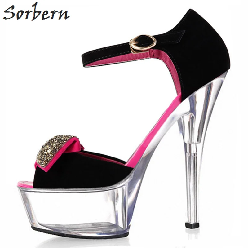 

Sorbern Clear Plastic Heels Sandals Ankle Strap Platform Designer Brand Women Shoes Elegant Summer Custom Color Ladies Sandals