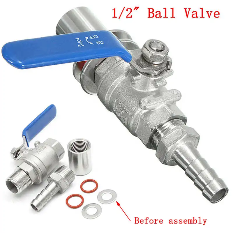 1/2 "Нержавеющая сталь бесшовный компактный шаровой клапан Barb-Homebrew пивной чайник горшок Brew кран для разлива вина электрическая горячая вода