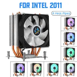 90 мм 4 медная тепловая трубка процессор кулер для Аврора свет Вентилятор охлаждения с RGB для Intel LGA 2011 процессор кулер радиатора