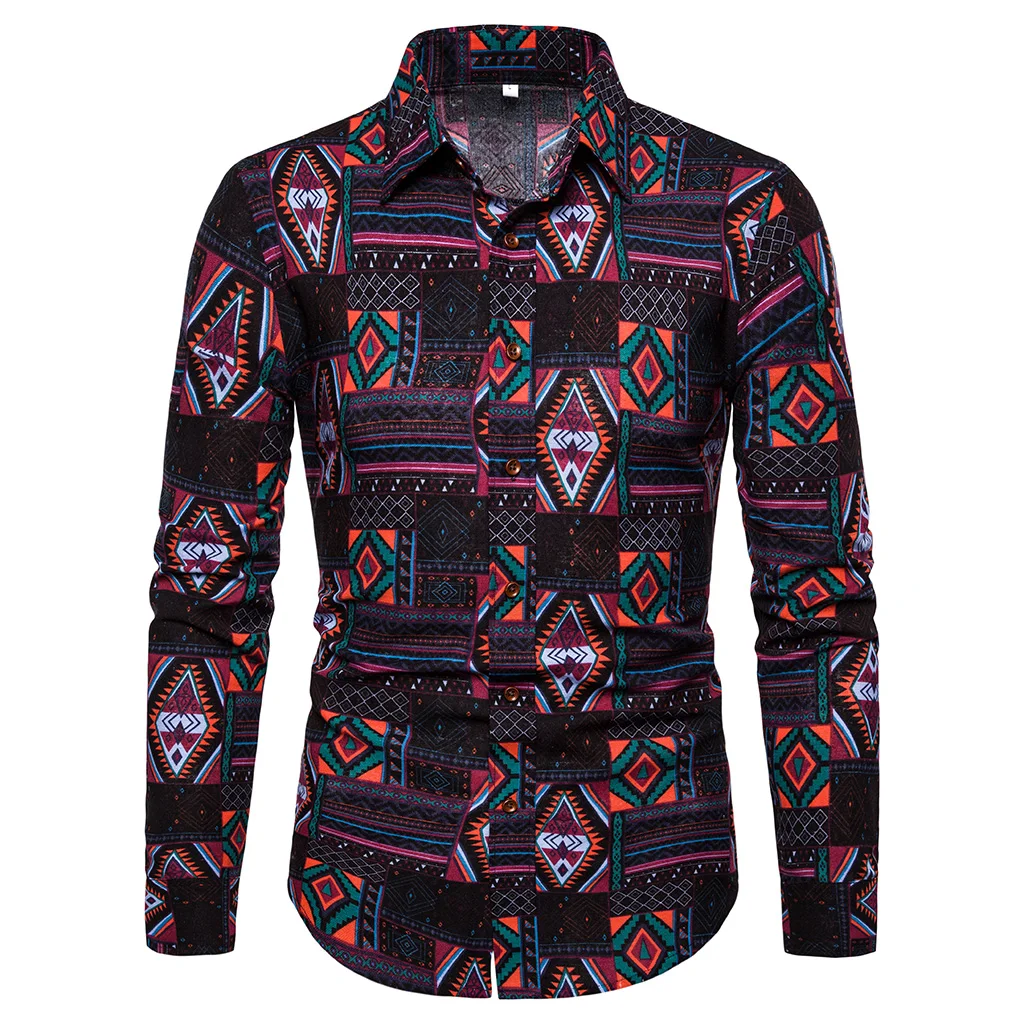 

Men Shirts Spring Autumn Fashion Printed Beach Hawaiian Shirt Male Casual Long-Sleeved Hawaii Shirts Chemise Homme Plus Size 5XL
