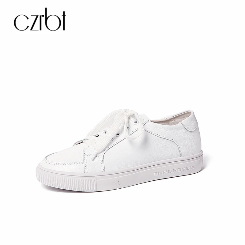 

CZRBT Handmade Genuine Leather Women Flats Spring Autumn Lace-Up Round Toe Shoes Casual Shallow 34-39 Size Leisure Board Shoes