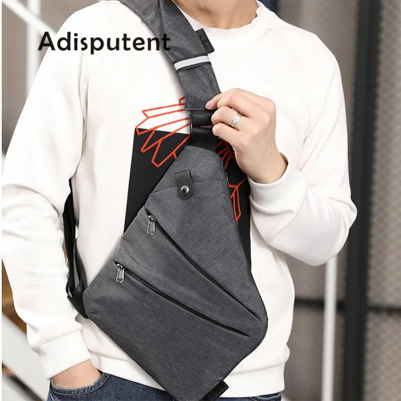 Adisputent Men's Bag Shoulder bolsa -Theft Men Chest Men Casual Crossbody Bag Motorcycle Bag #Ne