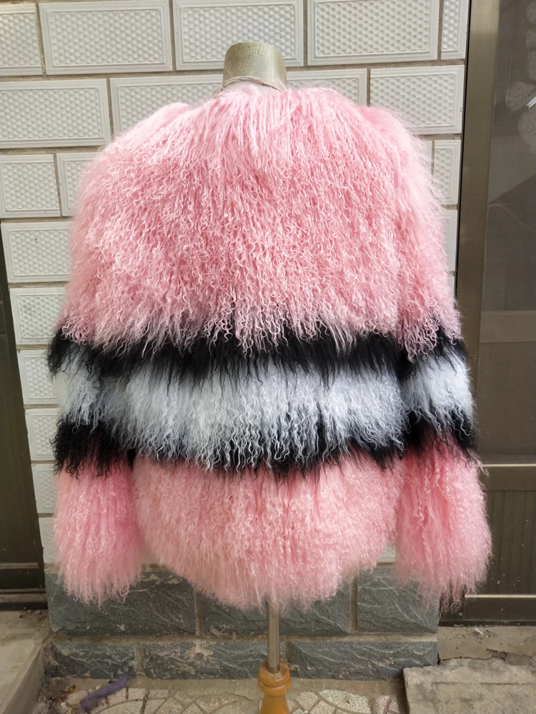 Women winter real mongolia Sheep Fur coat sheepskin beach wool fur jacket female outerwear
