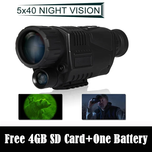 Best price at $136 Cheap Free Ship!WG-37 Tactical Digital IR Infrared Night Vision Monocular Scope 200m 5X40 Zoom Record DVR+Free 4GB SD Card+One Battery