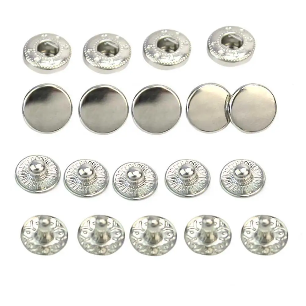 

50pcs/Lot 10mm Silver Tone Metal No Sewing Snap Press Studs Buttons Fasteners Poppers Leather Craft Clothes Bags Accessories