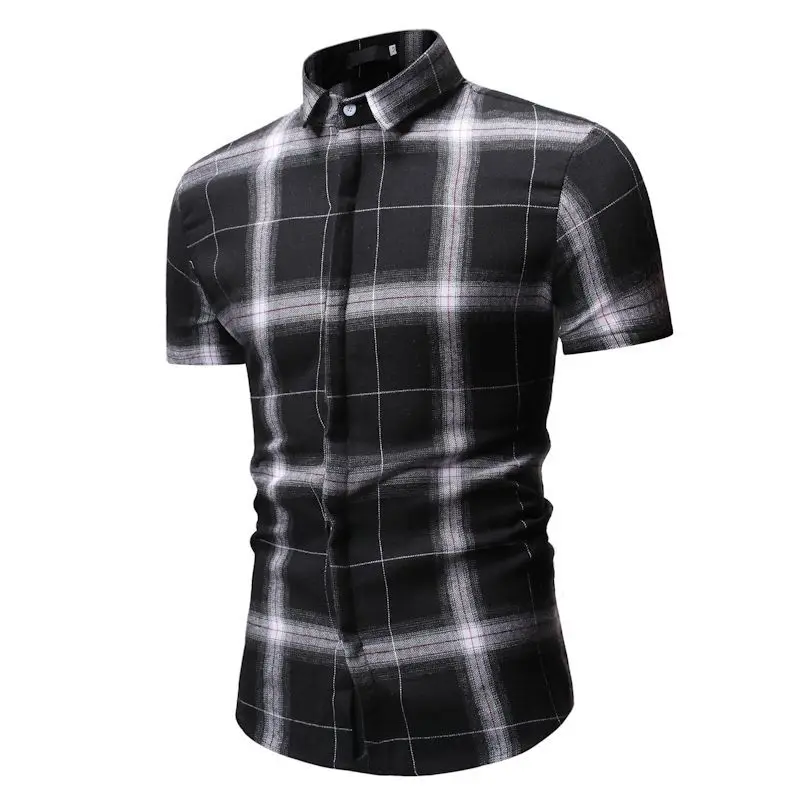 Men's Pliad Top Men Shirt Slim Fit Blouse Shirts Casual Short-sleeved Men Shirt Mens Shirts camisa masculina camisa hombre YS56 (4)