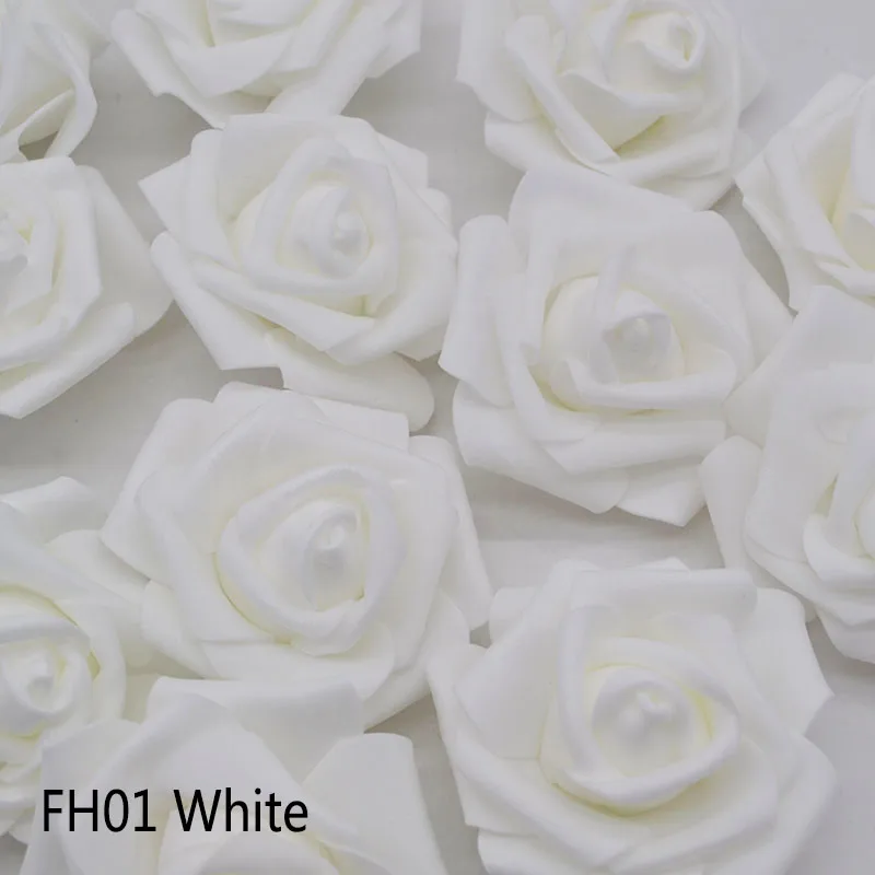 20pcs/Lot 6cm PE Foam Big Rose Flower Head Artificial Flowers Wedding Decorations DIY Scrapbooking Wreath Home Decor Crafts - Цвет: FH01 White