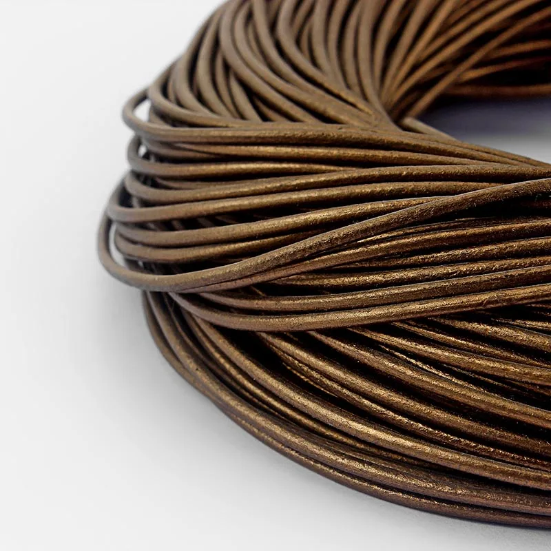 10 метров многоцветный 2 мм круглый шнур из натуральной кожи для DIY браслета ожерелья ювелирных изделий Аксессуары - Цвет: Brown