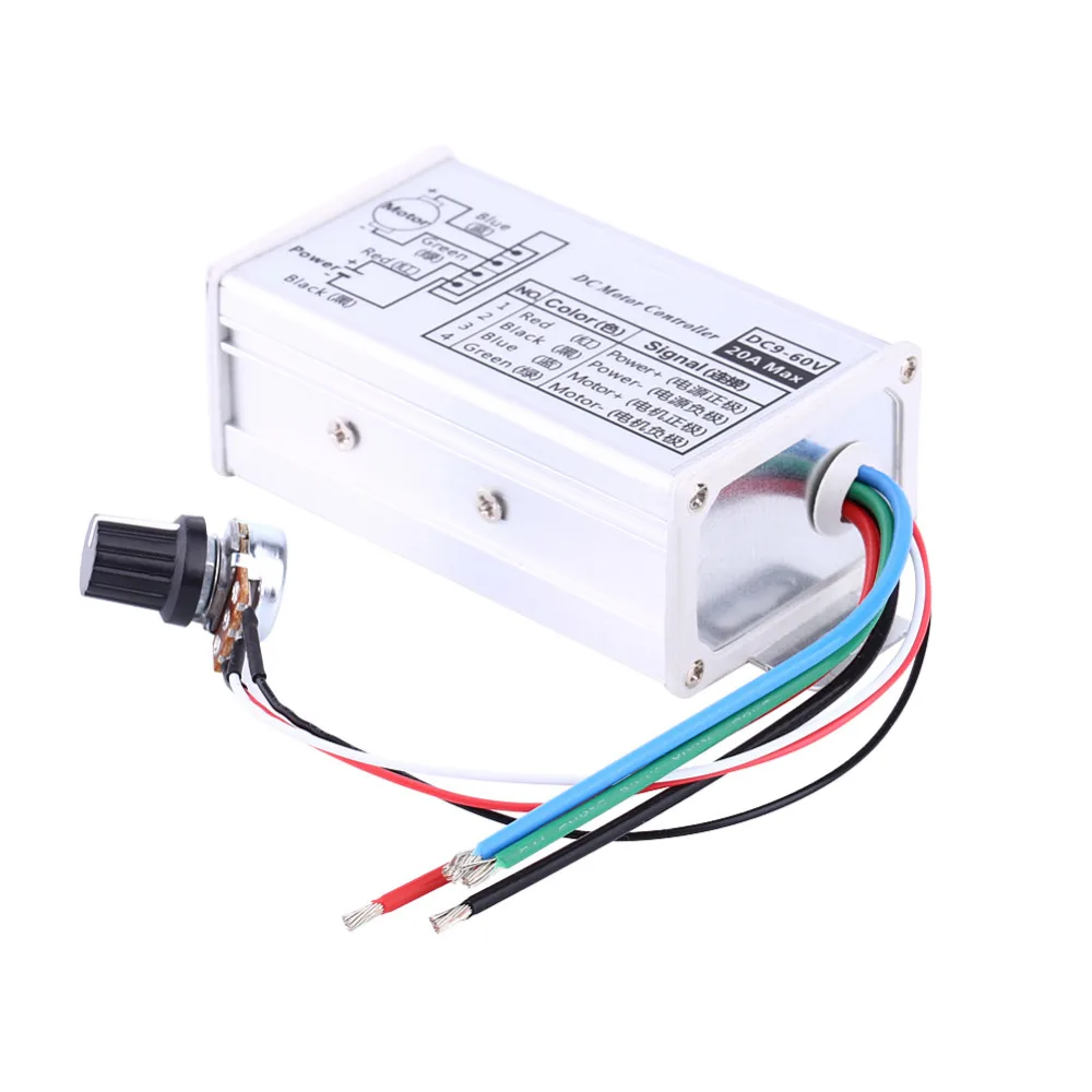 

Hot Sale DC 9V 12V 24V 48V 60V 20A Motor Speed Controller Regulator Driver PWM 20A 0-1200W Adjustable The Current