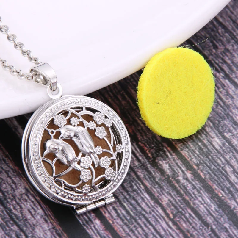 

Bird Aroma difusor collar abierto colgantes colgante Perfume Aceite Esencial aromaterapia Locket collar con almohadillas