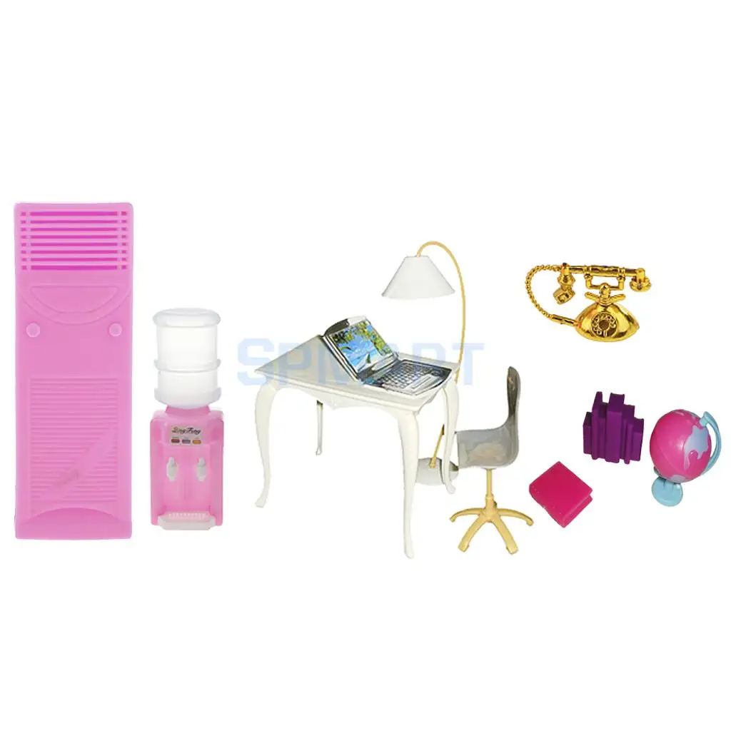 Modern Style Dolls Office Furniture Set Colorful Plastic Dolls Office