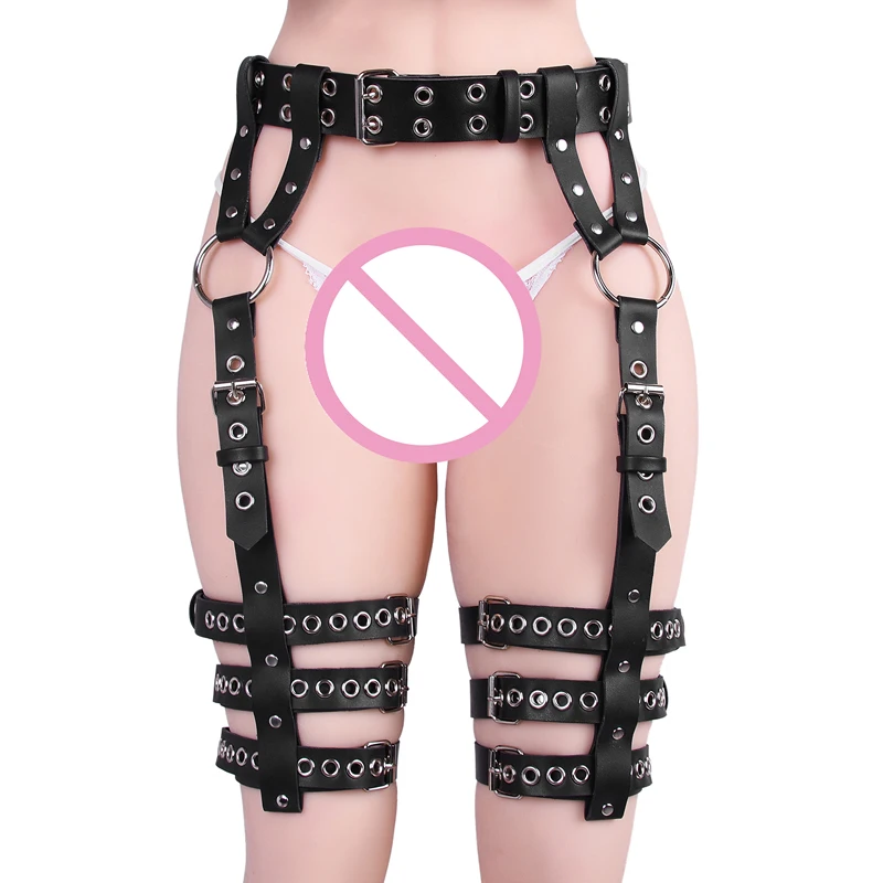 

Women Sexy Punk Leather Harness Garter Belt Adjustable Waist Leg Cincher Cage Belt Thigh Harness Body Harness Suspender Belt