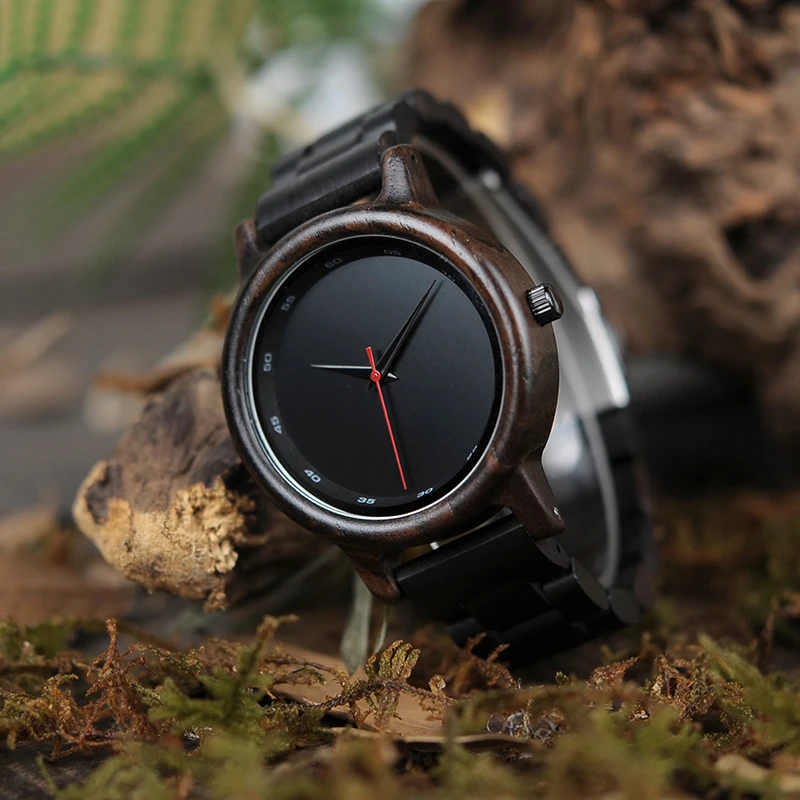 BOBO BIRD New Black Wooden Watches Men Wood Strap Quartz Analog Luxury Gifts Wristwatch Male Relogio C-P10 Drop Shipping