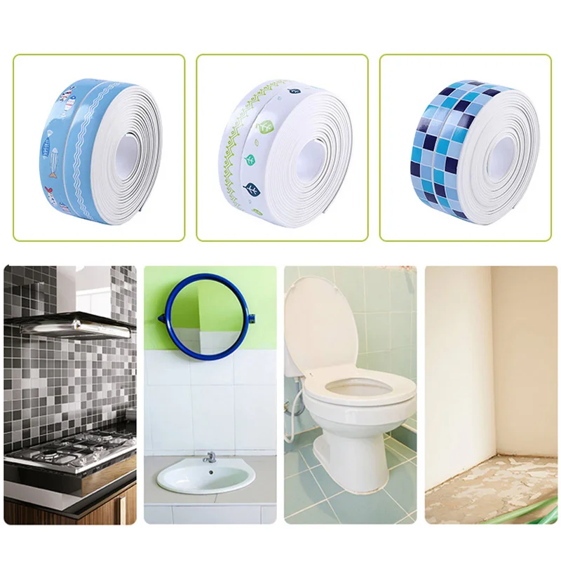 

Household Kitchen Bathroom Waterproof Sealing Strip Sealant Tape Mildew Resistant And Waterproof Toilet Gap Corner Line Sticker