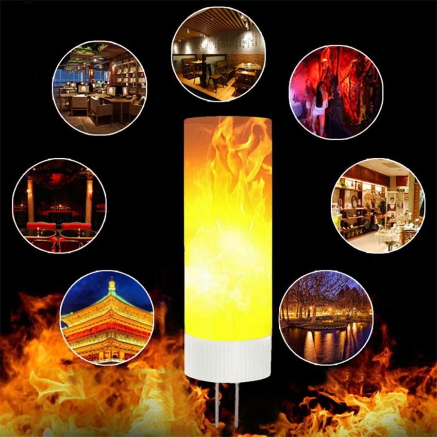 

MUQGEW G4 LED flame bulb Fire Lamp mesh luzes de natal led fire effect light bulb G4 LED flame lamp 12V SMD2835