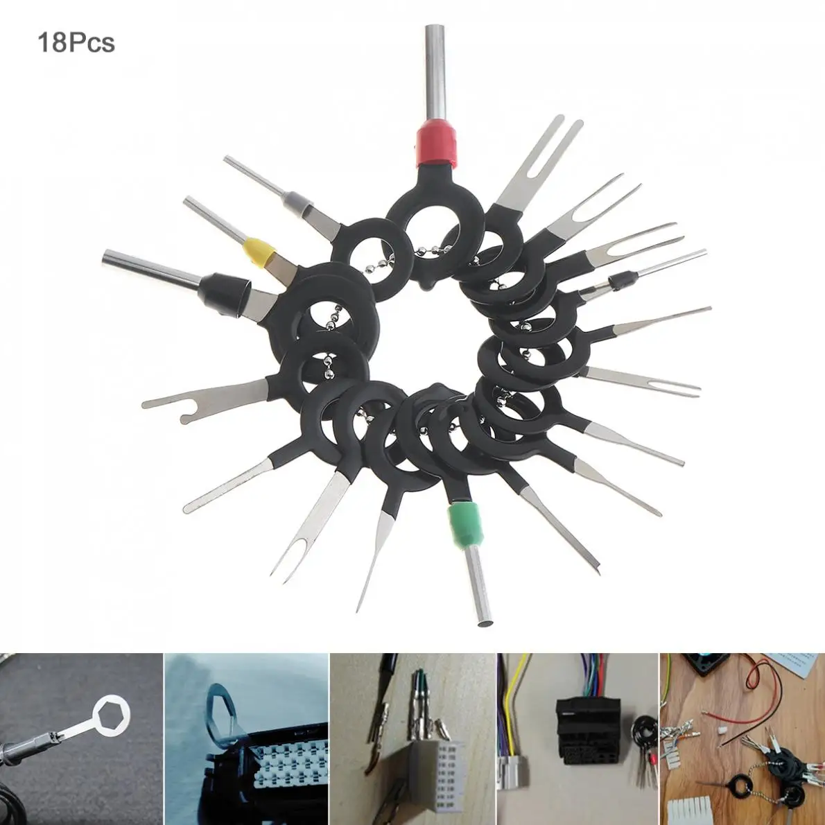 18 шт., универсальный автомобильный жгут проводов из нержавеющей стали+ ПВХ, обжимной разъем для разъема, набор инструментов для удаления, аксессуары