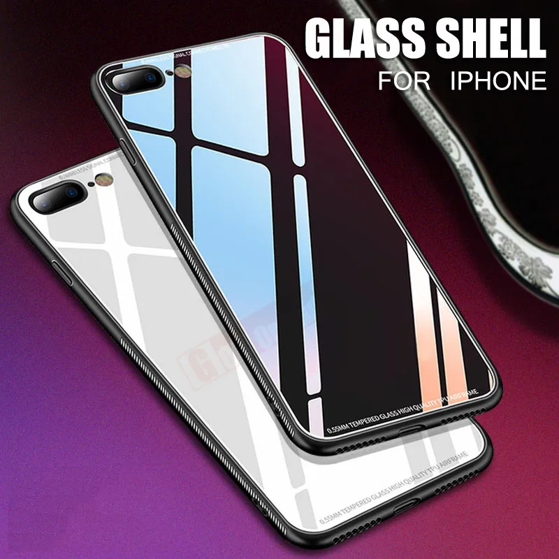 

Gold Orchid Glass Transparent Phone Cases For iPhone 7 8 6 6s Plus Glass and Soft TPU Back Cover For iPhone 6 7 8 Plus Case