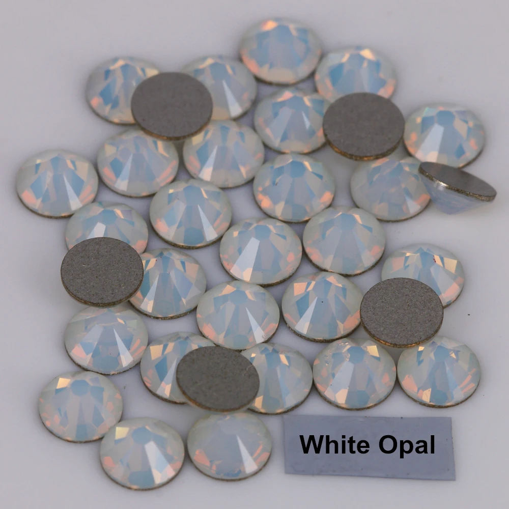 

Good Quality ss3-ss34 White Opal Flat Back Glue On Crystal Stones / Nail Art Non Hotfix Rhinestones