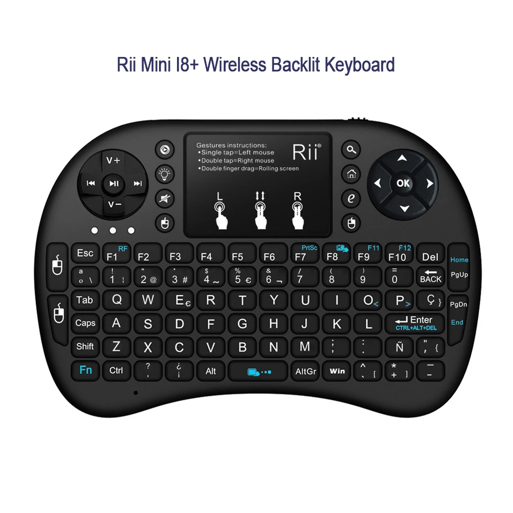 

Rii Mini i8+ Wireless Backlight Keyboard With Touchpad Remote Control Touchpad For Smart Android TV BOX Tablet PC IPTV