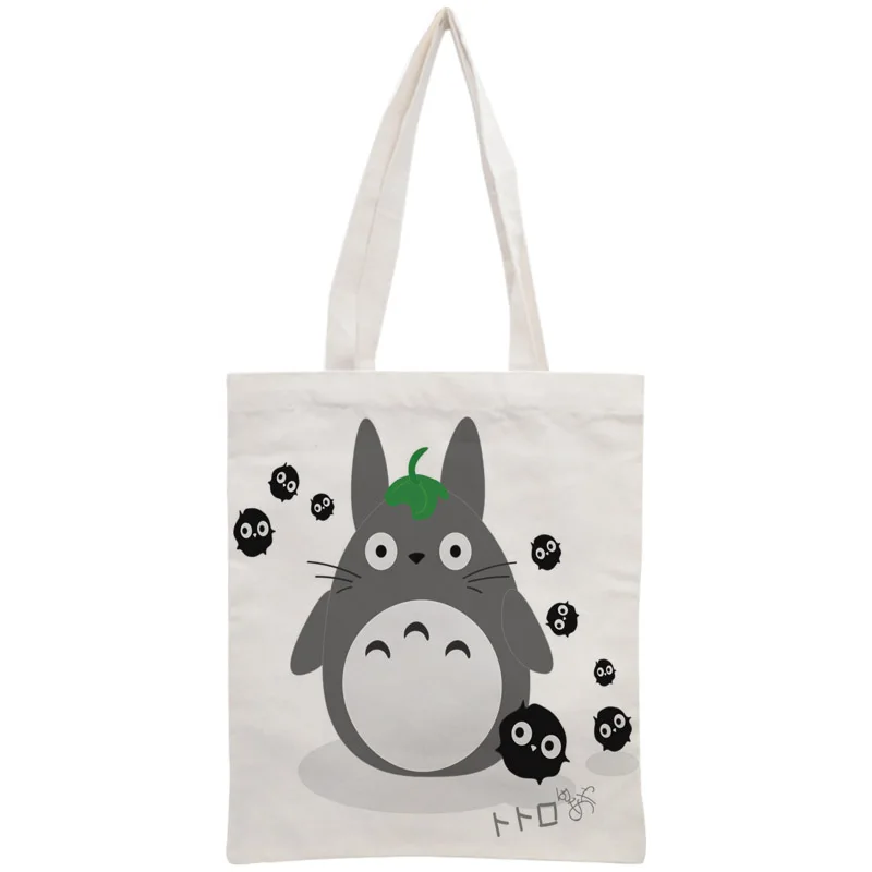 Сумка Totoro на заказ, многоразовая сумка, сумка через плечо, складная сумка из хлопка и холста, сумки для покупок, Настраиваемые на ваш образ