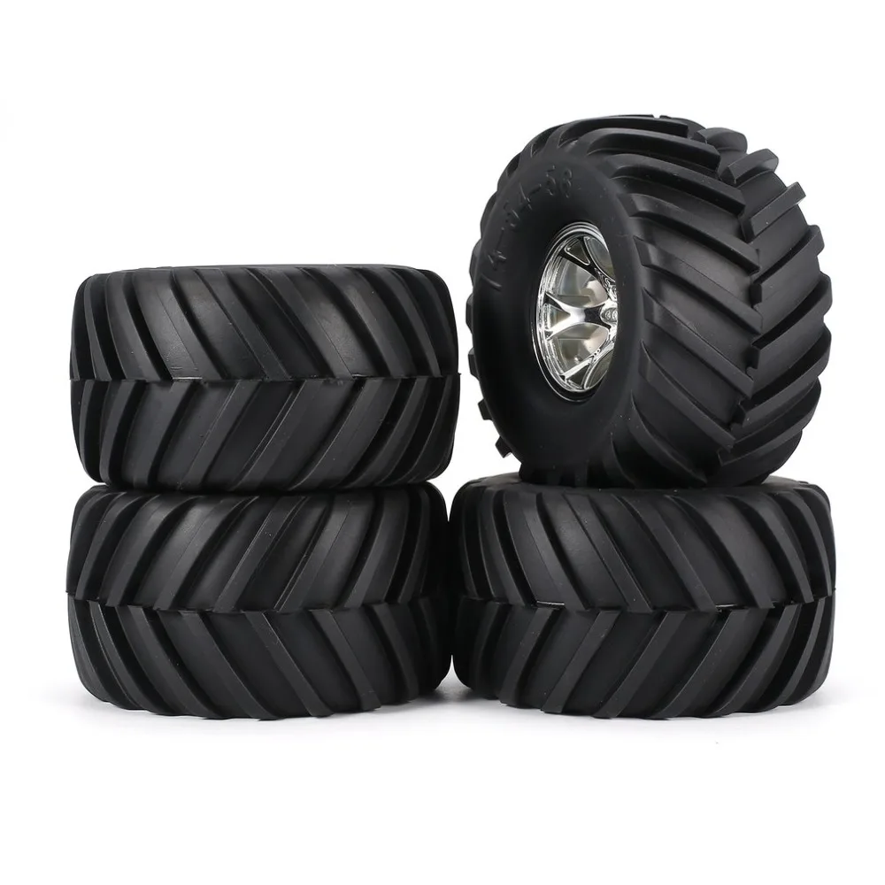 

AUSTAR 4pcs AX-3003 130mm Rim Rubber Tyre Tire Wheel Plastic Hub for 1/10 RC Big Feet Model HSP HPI Beadlock Spare Parts fz