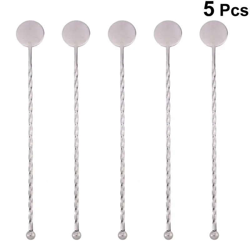 5 шт. из нержавеющей стали, палочки для смешивания коктейлей, миксеров, палочки для перемешивания(круглый шарик