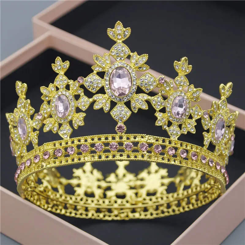 Queen King свадебная корона для женщин диадема невесты головной убор круглый диадемы и короны свадебные украшения для волос красивый головной убор