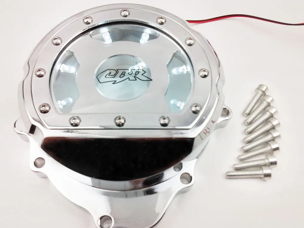 

Motorcycle parts white LED Billet Engine Stator cover see through fit for Honda CBR 600RR F5 07-12 CD