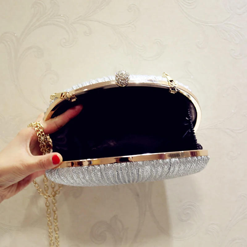2023 Lady Diamond Golden Evening Clutch Bag Women Wedding Shiny